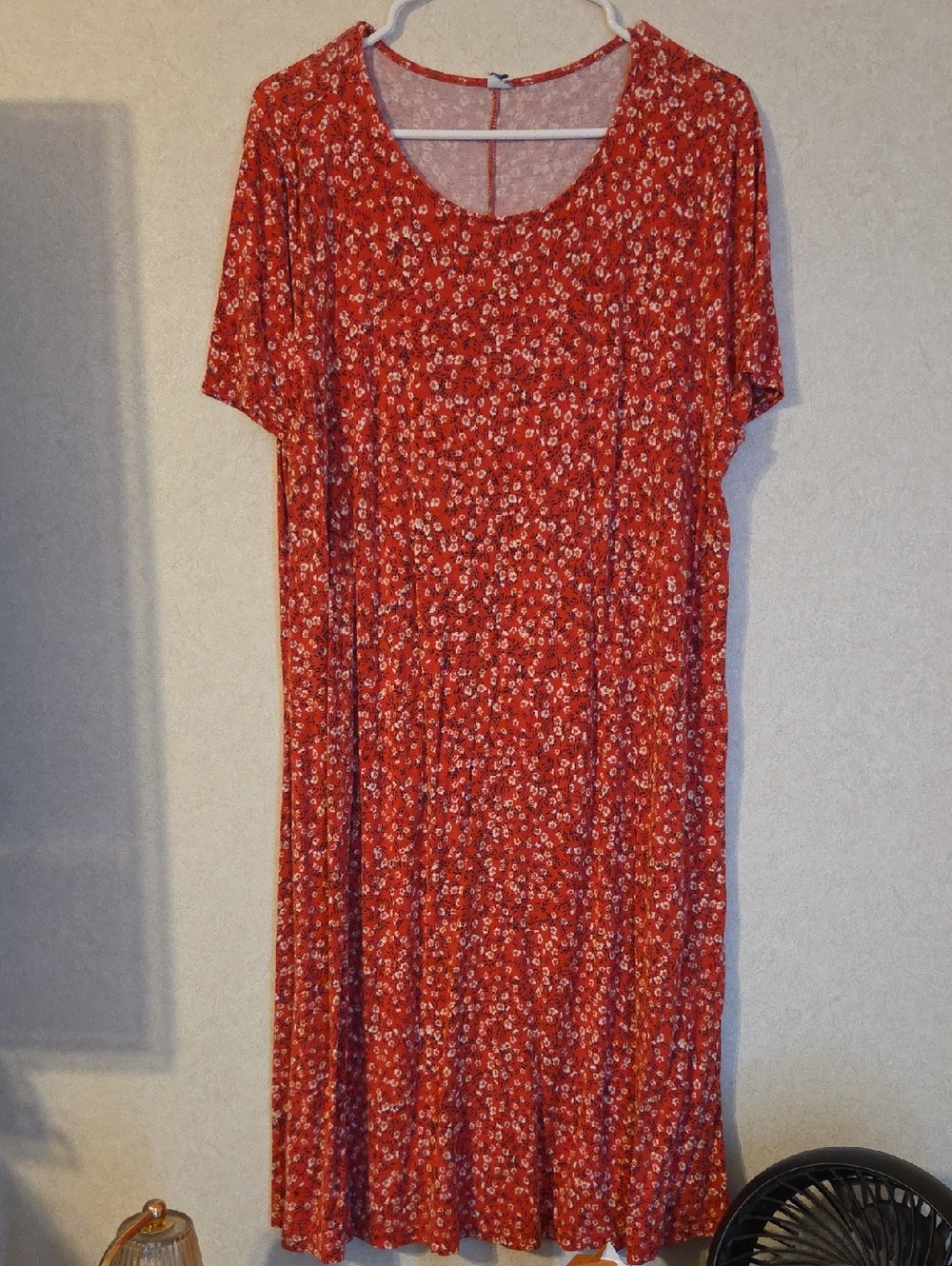 Old Navy Red Floral Scoop-Neck Midi Dress